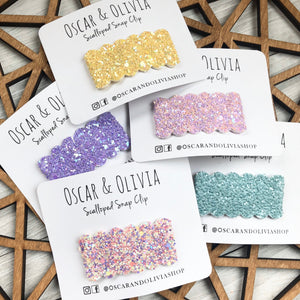 Scalloped Snap Clips - Spring Glitter