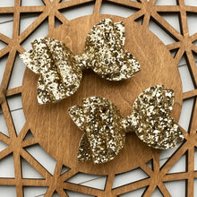 Load image into Gallery viewer, Double Bella Bow - Gold Glitter
