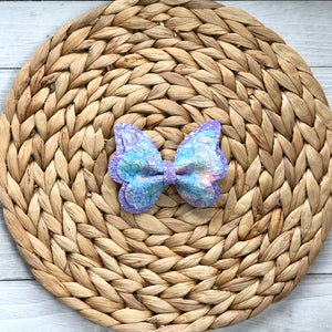Double Butterfly Pinch Bow - Glitter Lace
