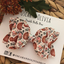 Load image into Gallery viewer, Double Bella Bow - Pumpkin Floral
