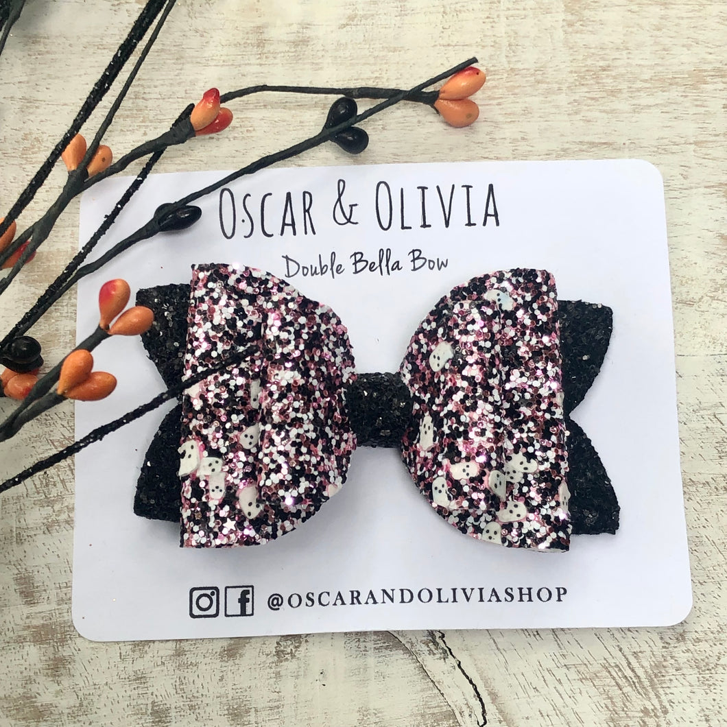 Double Bella Bow - Girly Ghost Glitter