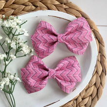 Load image into Gallery viewer, Evelyn Bow - Pink Chevron
