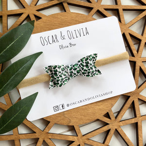 Olivia Bow - Green Animal Print
