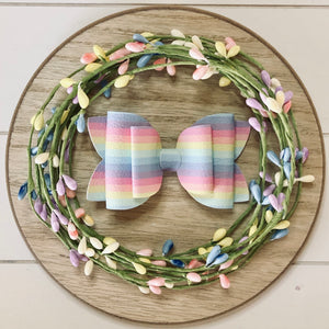 Double Bella Bow - Pastel Rainbow Stripes