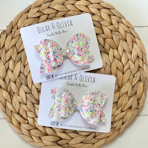 Double Bella Bow - Easter Grass Glitter