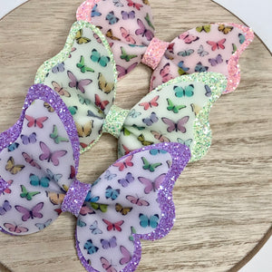 Double Butterfly Pinch Bow - Butterflies & Glitter