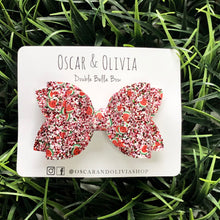 Load image into Gallery viewer, Double Bella Bow - Watermelon Pieces Glitter
