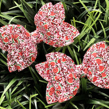Load image into Gallery viewer, Double Bella Bow - Watermelon Pieces Glitter
