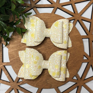 Double Bella Bow - Lemon Pieces Glitter