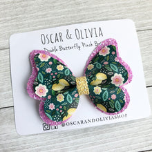 Load image into Gallery viewer, Double Butterfly Pinch Bow - Lemon Floral

