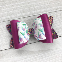 Load image into Gallery viewer, Double Bella Bow - Purple Mermaids
