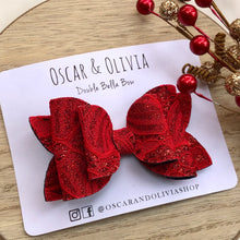 Load image into Gallery viewer, Double Bella Bow - Red Lace
