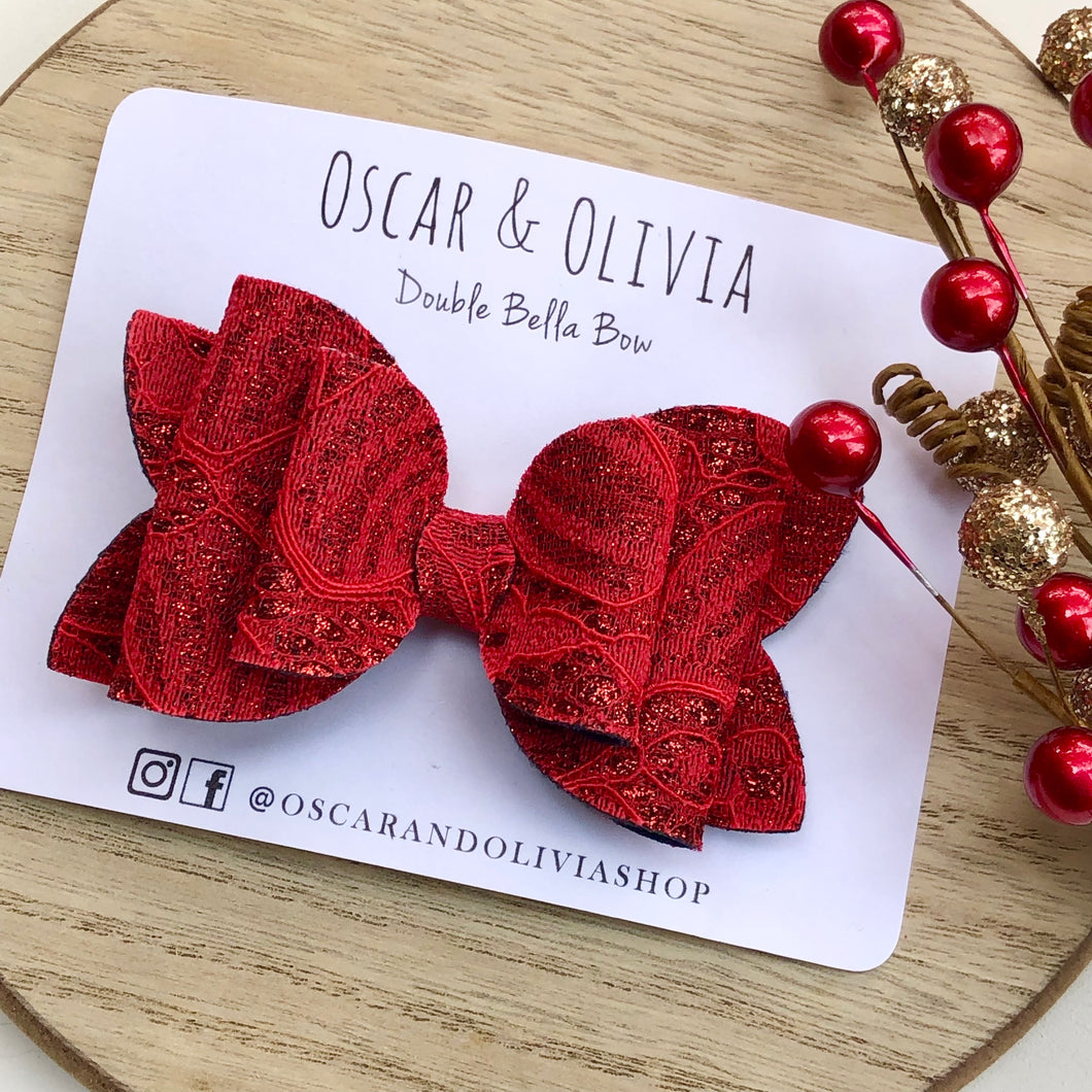 Double Bella Bow - Red Lace