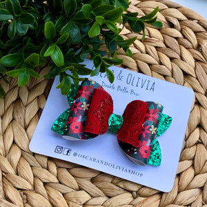 Double Bella Bow - Holiday Floral