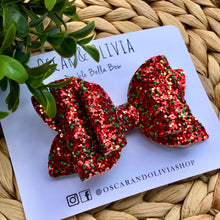 Load image into Gallery viewer, Double Bella Bow - Christmas Glitter
