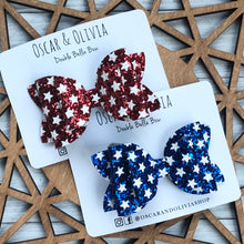 Load image into Gallery viewer, Double Bella Bow - Glitter Stars
