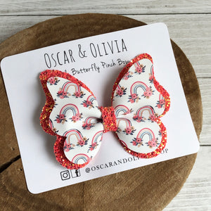 Double Butterfly Pinch Bow - Floral Rainbows