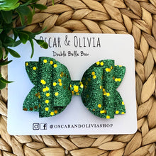 Load image into Gallery viewer, Double Bella Bow - Pot of Gold Glitter
