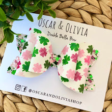 Load image into Gallery viewer, Double Bella Bow - Girly Shamrocks
