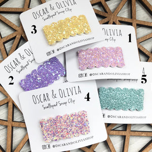 Scalloped Snap Clips - Spring Glitter