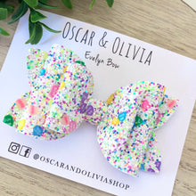 Load image into Gallery viewer, Double Bella Bow - Glitter Conversation Hearts
