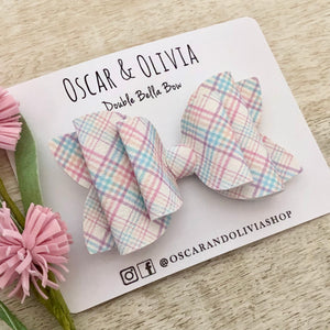 Double Bella Bow - Easter Plaid