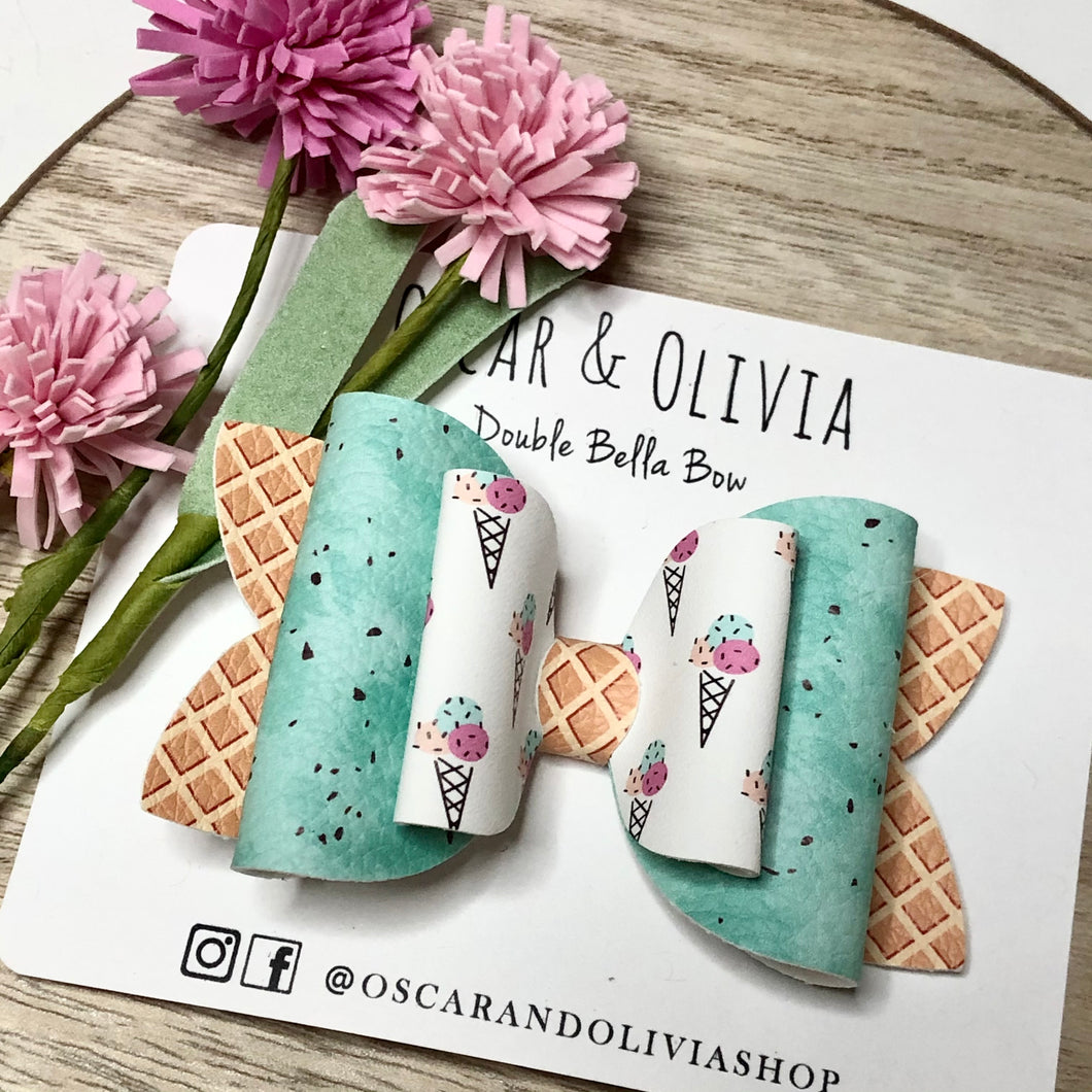 Double Bella Bow - Mint Chip
