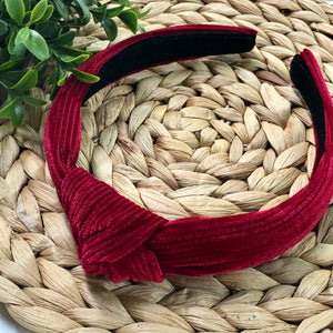 Top Knot Headbands - Rib Knit Wine