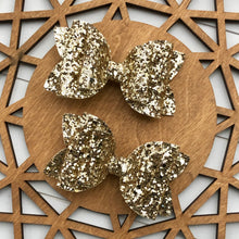Load image into Gallery viewer, Double Bella Bow - Gold Glitter
