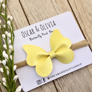 Butterfly Pinch Bow - Spring Polka Dots