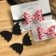 Load image into Gallery viewer, Glow Bow - Sadie Pink Bats

