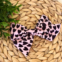 Load image into Gallery viewer, Kinsley Bow - Pink &amp; Black Hearts
