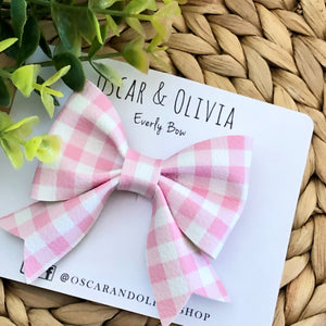 Everly Bow - Pink Gingham