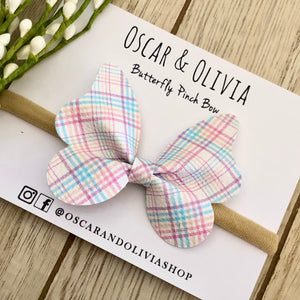 Butterfly Pinch Bow - Easter Plaid