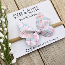 Load image into Gallery viewer, Butterfly Pinch Bow - Easter Plaid
