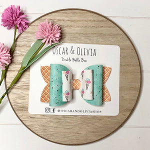 Double Bella Bow - Mint Chip