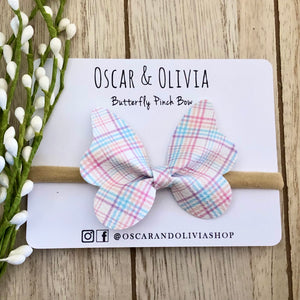 Butterfly Pinch Bow - Easter Plaid