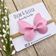 Load image into Gallery viewer, Butterfly Pinch Bow - Spring Polka Dots
