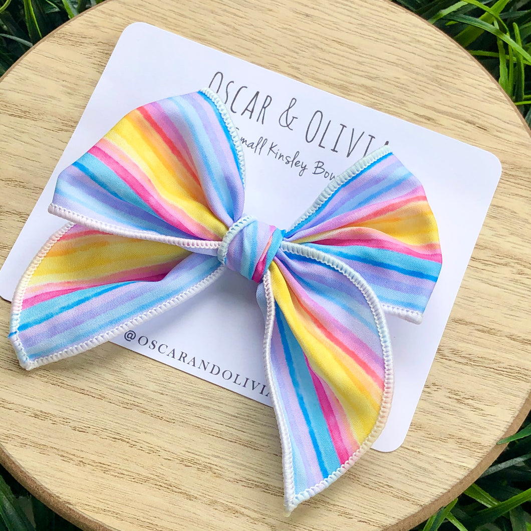 Kinsley Bow - Small Watercolor Stripes