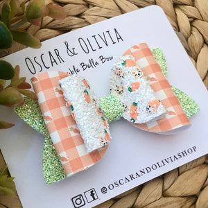 Double Bella Bow - Carrot Gingham