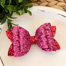 Load image into Gallery viewer, Double Bella Bow - Be Mine Glitter
