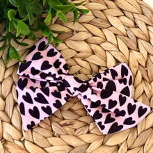Load image into Gallery viewer, Kinsley Bow - Pink &amp; Black Hearts
