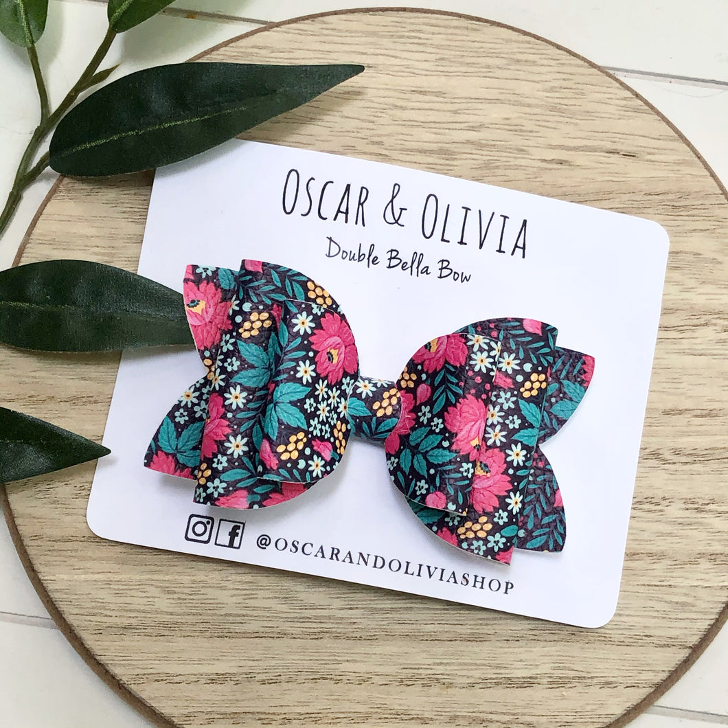 Double Bella Bow - Tropical Fall Floral