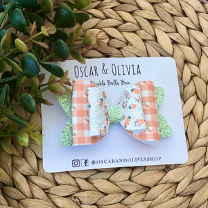 Double Bella Bow - Carrot Gingham