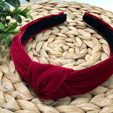 Load image into Gallery viewer, Top Knot Headbands - Rib Knit Wine

