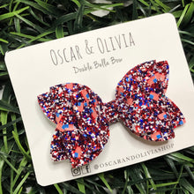 Load image into Gallery viewer, Double Bella Bow - All American Glitter
