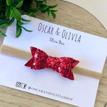 Load image into Gallery viewer, Olivia Bow - Red Glitter
