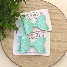 Load image into Gallery viewer, Sadie Bow - Teal Polka Dots
