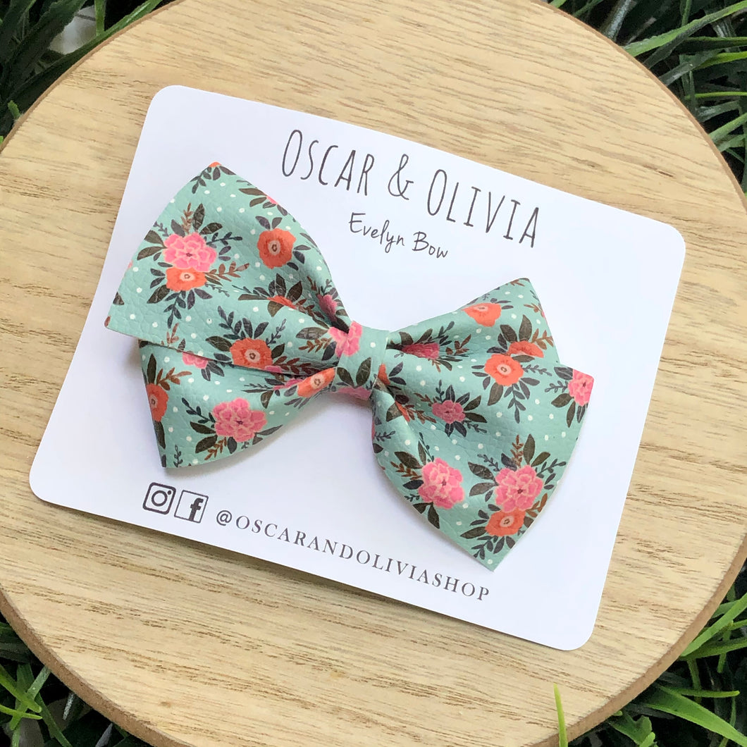 Evelyn Bow - Fall Teal Floral